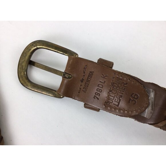 Full Grain Cowhide Leather Bonded Link Belt Brass Buckle Size 36 - Picture 4 of 5